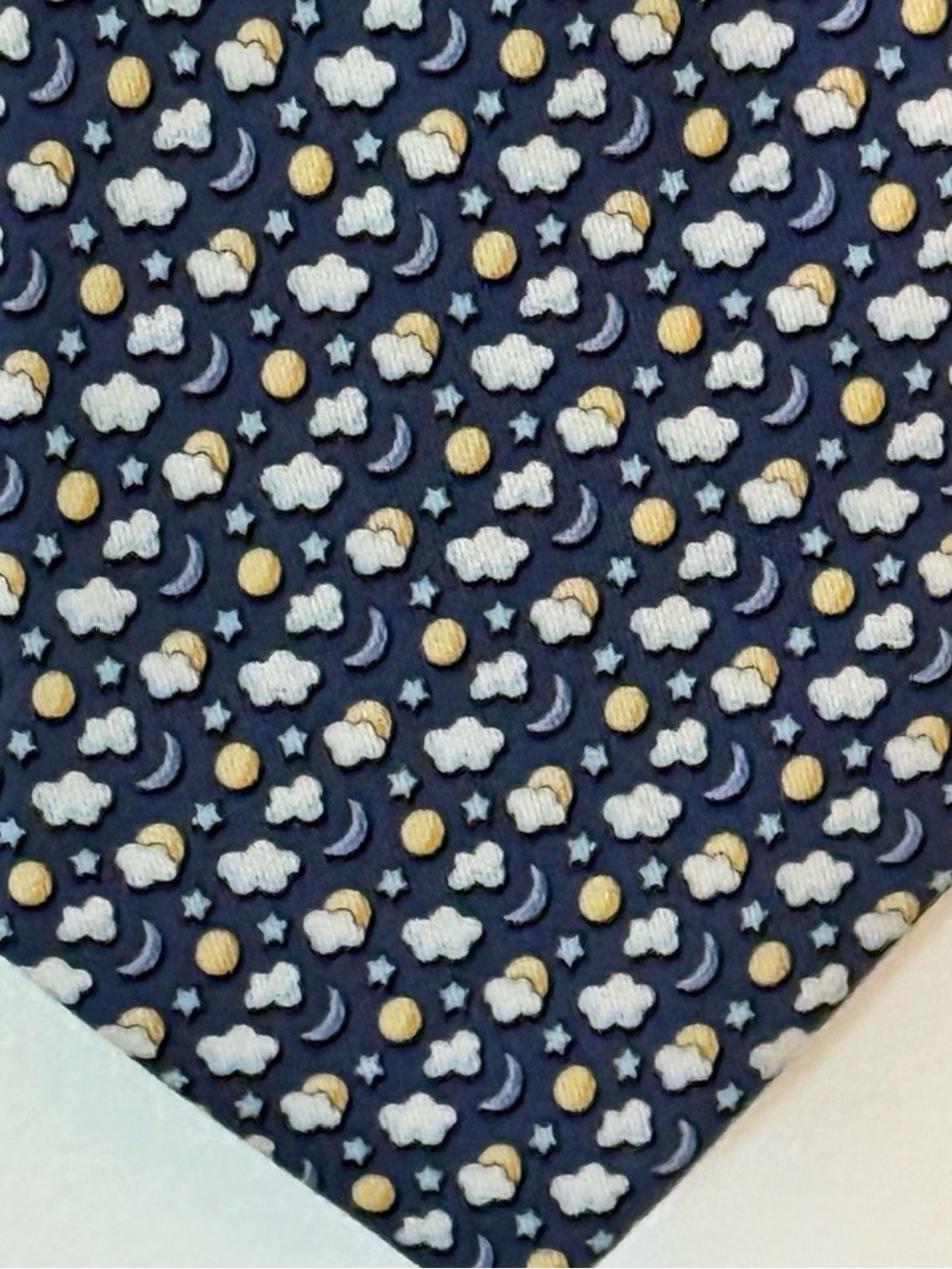 Vineyard Vines Navy Tie with Moon, Cloud & Star Motif